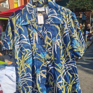 Vintage Liz Claiborne denim Hawaiian style shirt